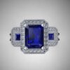 2 Carat Sapphire emerald cut diamond ring. - Image 3