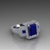 2 Carat Sapphire emerald cut diamond ring. - Image 5