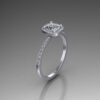 Elegant Platinum Half Carat Princess Cut Halo Ring - Image 2