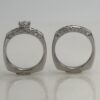 14k White Gold Diamond Engagement Ring with Sideband - Image 3