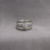 14k White Gold Diamond Engagement Ring with Sideband - Image 2