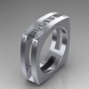 14k White Gold Men's Princess Cut Diamond Square Band - Image 2