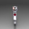 Ruby and Diamond PK Ball Team Ring in 14k White and Rose Gold - Image 2