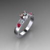 Ruby and Diamond PK Ball Team Ring in 14k White and Rose Gold - Image 3