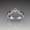Ruby and Diamond PK Ball Team Ring in 14k White and Rose Gold - Image 4
