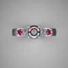 Ruby and Diamond PK Ball Team Ring in 14k White and Rose Gold