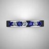 Blue Sapphire and Diamond Stackable Band in 14k White Gold - Image 3
