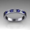 Blue Sapphire and Diamond Stackable Band in 14k White Gold - Image 2