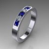 Blue Sapphire and Diamond Stackable Band in 14k White Gold