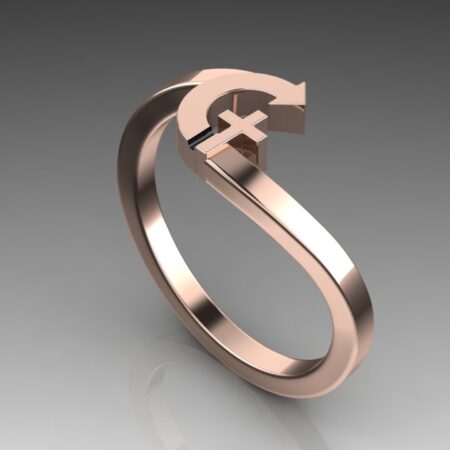 14k Rose Gold  Cross Ring
