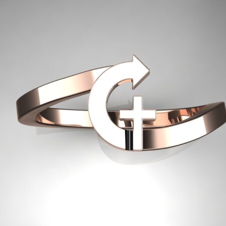 14k White Gold  Cross Ring